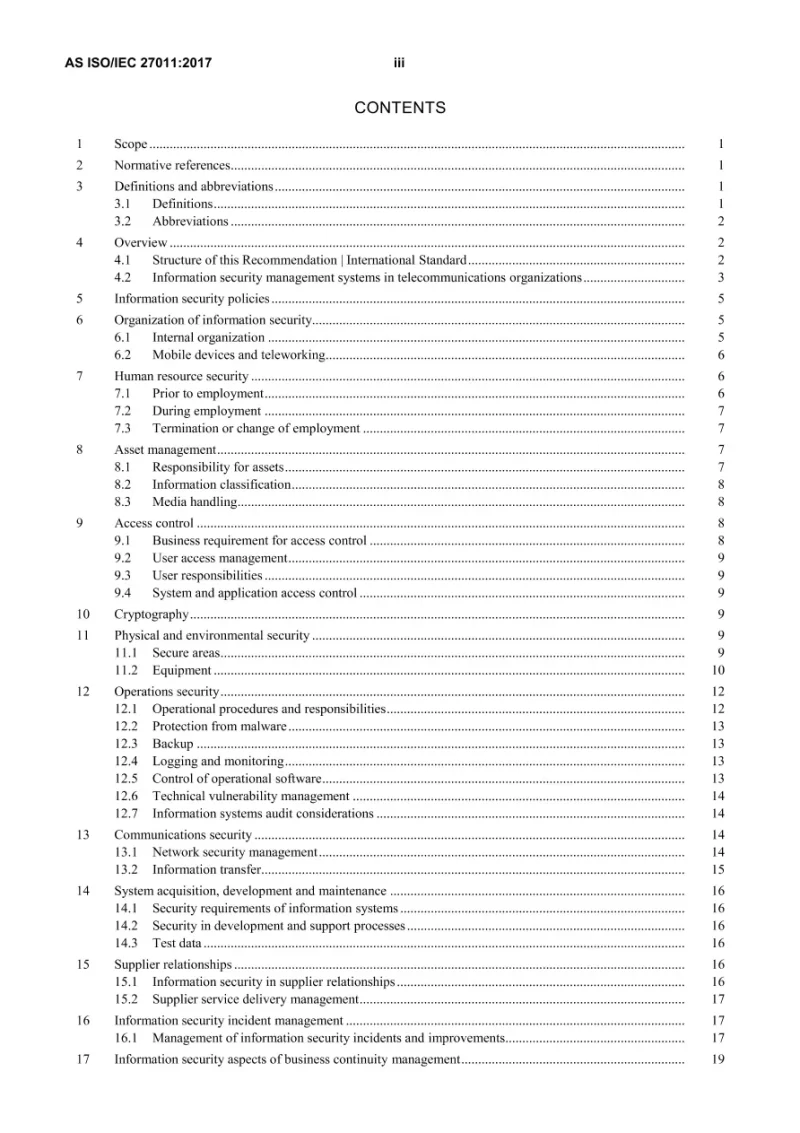 AS ISO/IEC 27011:2017 pdf