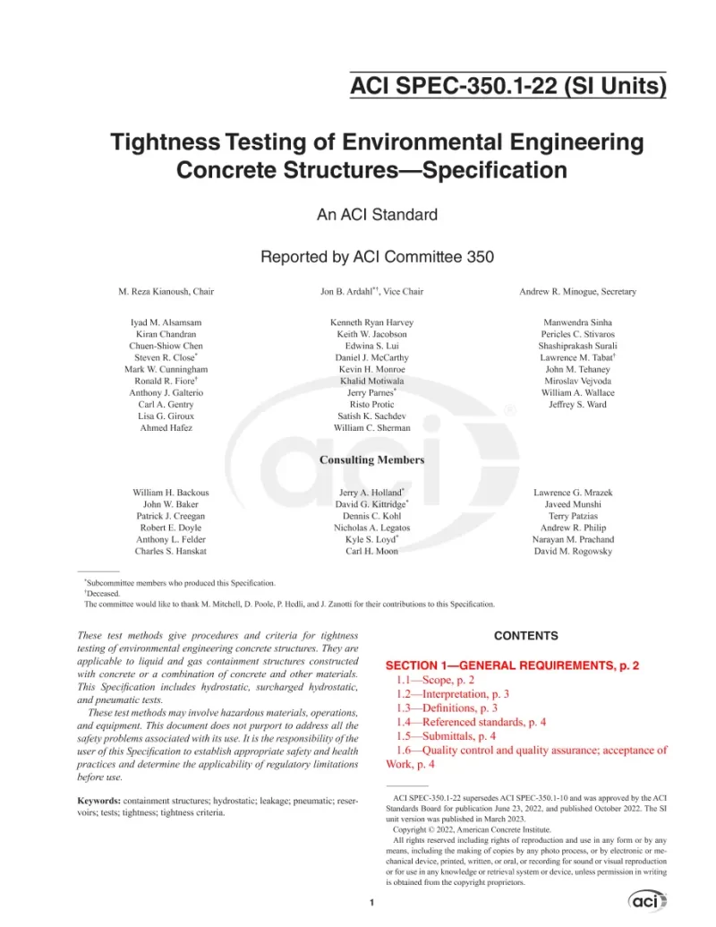 ACI SPEC-350.1-22 (SI Units) pdf