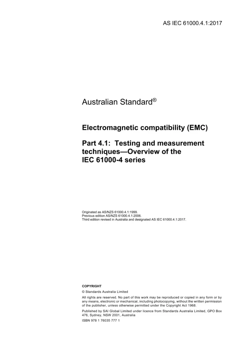 AS IEC 61000.4.1:2017 pdf