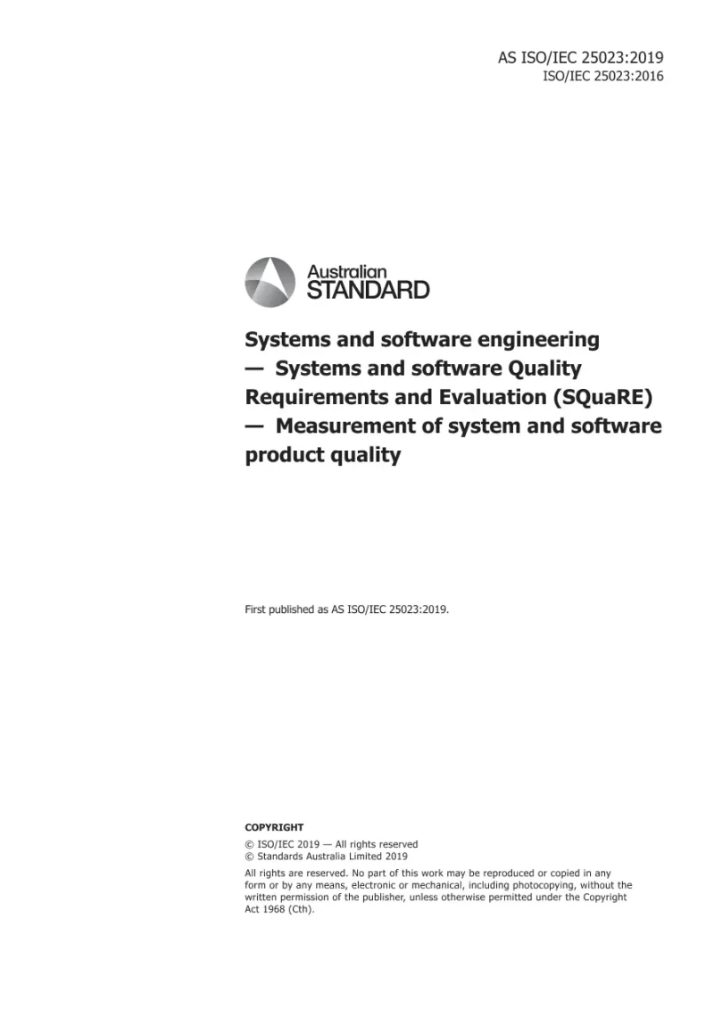 AS ISO/IEC 25023:2019 pdf