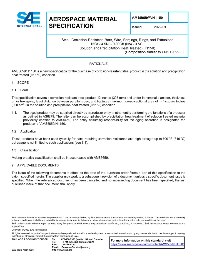 SAE AMS5659/H1150 pdf