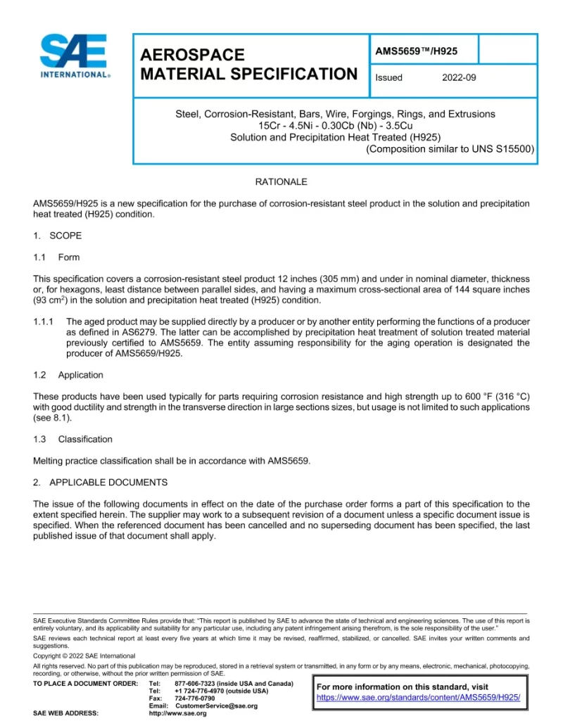 SAE AMS5659/H925 pdf