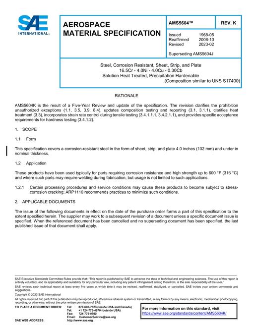 SAE AMS5604K pdf