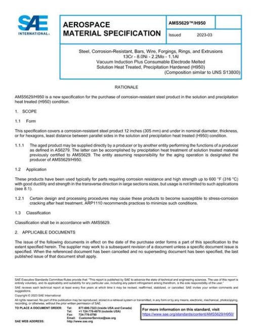 SAE AMS5629/H950 pdf