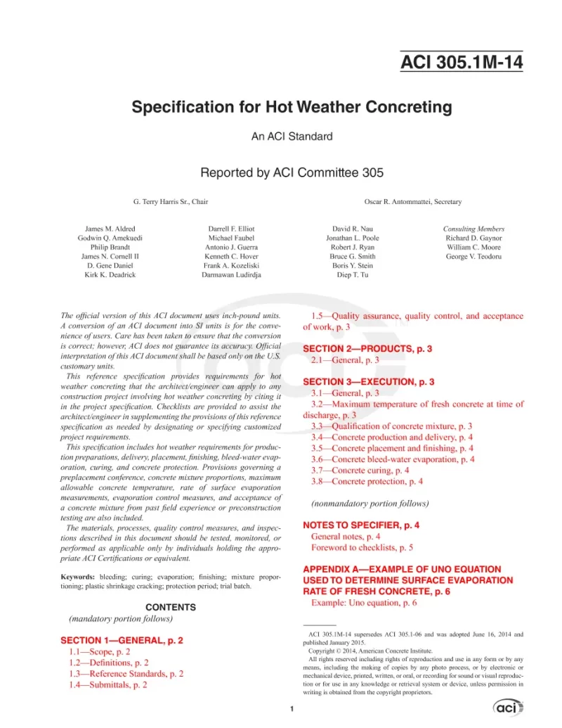 ACI 305.1M-14 pdf