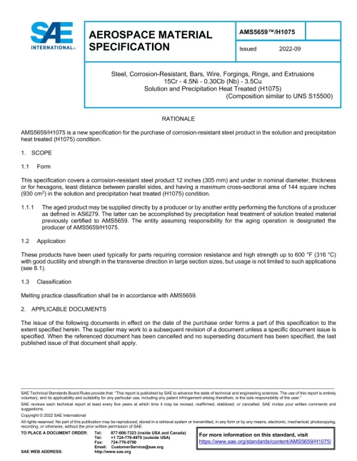 SAE AMS5659/H1075 pdf