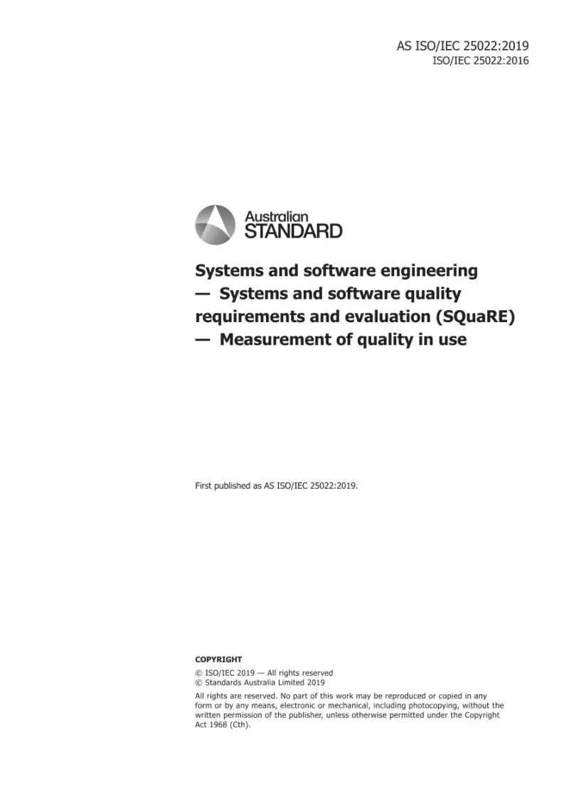 AS ISO/IEC 25022:2019 pdf