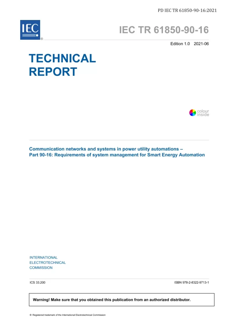 BS PD IEC TR 61850-90-16:2021 pdf