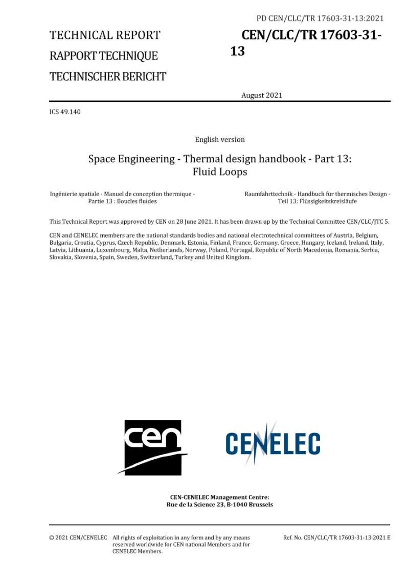 BS PD CEN/CLC/TR 17603-31-13:2021 pdf