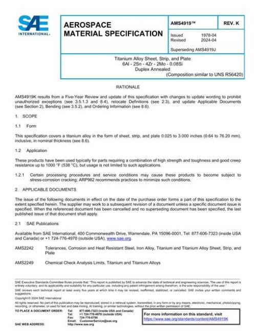 SAE AMS4919K pdf